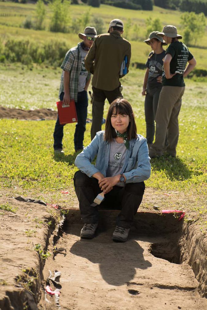 Graduate student Marie Taylor at Fossil Creek archaeology site in 2018