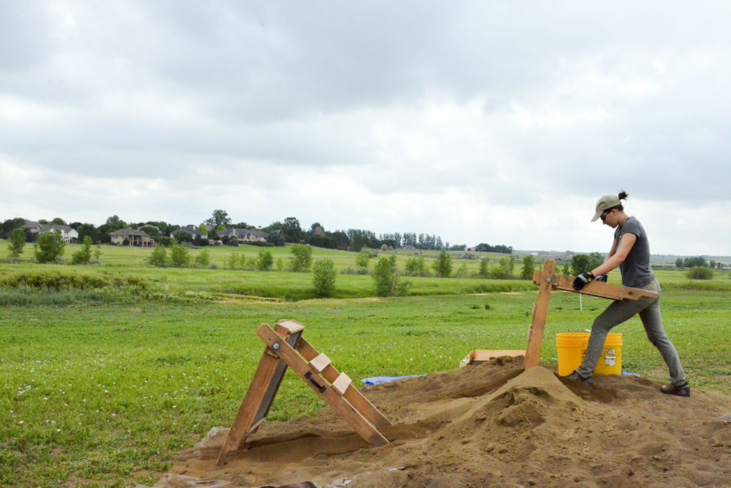 Field school student working in the field