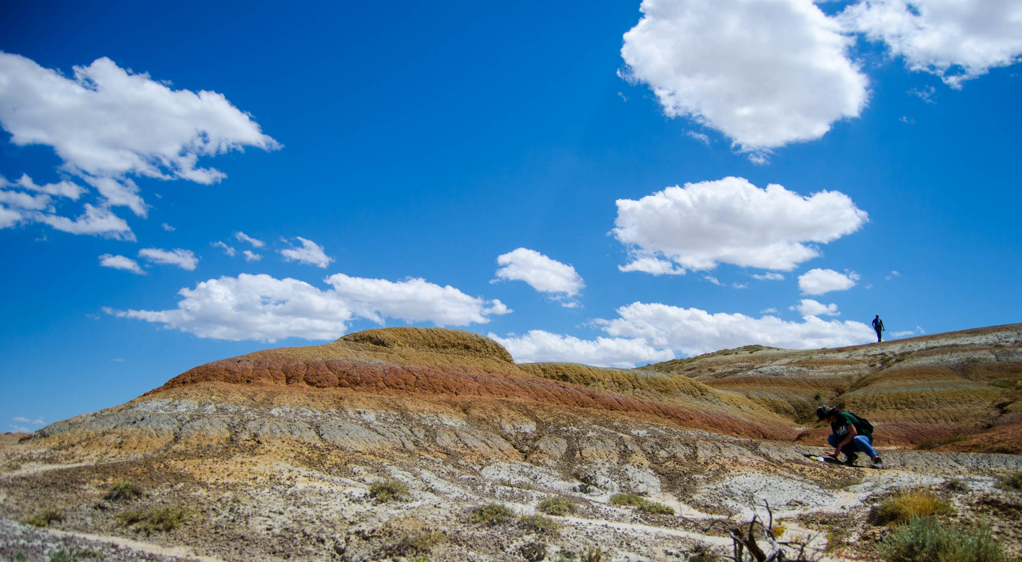 Wyoming badlands environment and blue sky