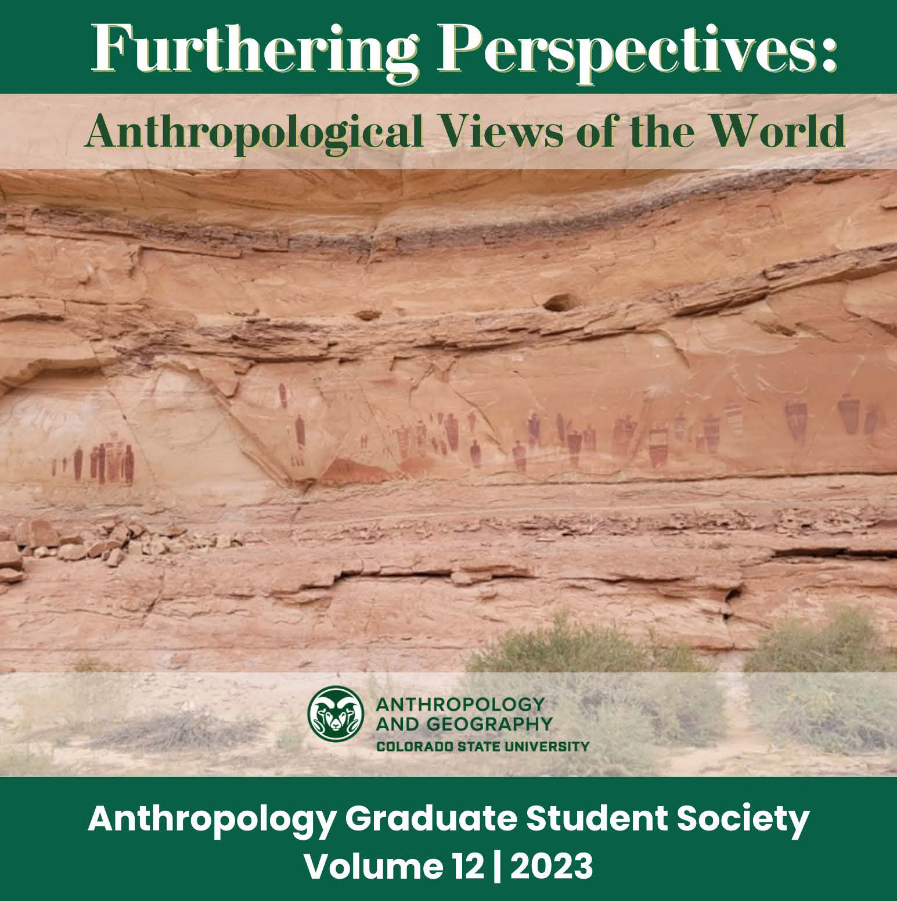 Cover of journal with text Furthering Perspectives Anthropological Views of the World. Anthropology Graduate Student Society, Volume 12, 2023.