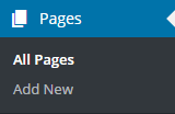 Screenshot of pages menu in wordpress