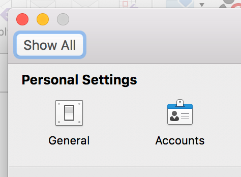 Screenshots - accessing settings for Mac mail client