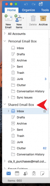 Screenshots - Shared Email box on Mac