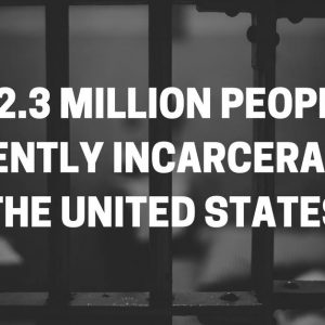 Image says, "Over 2.3 million people are currently incarcerated in the United States."