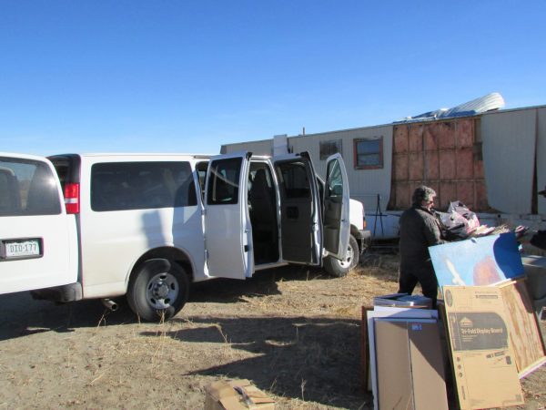 Loading materials into a van