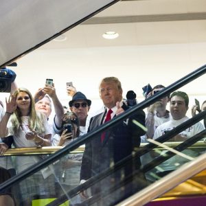 Trump on an escalator
