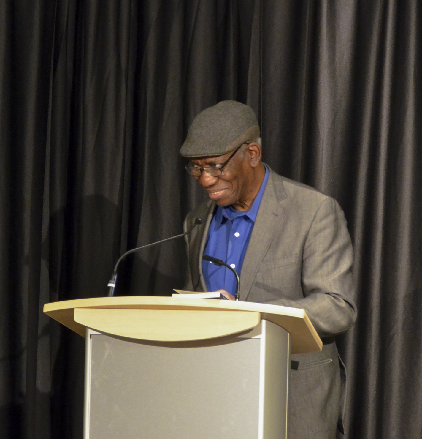 Yusef Komunyakaa reads at a Creative Writing Reading Series event in April 2016