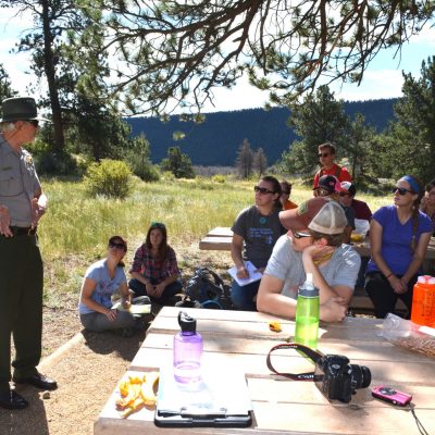 PLHC students listen to a ranger in Rocky Mountain National Park