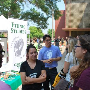 Students and staff from Ethnic Studies talk to students at Clark
