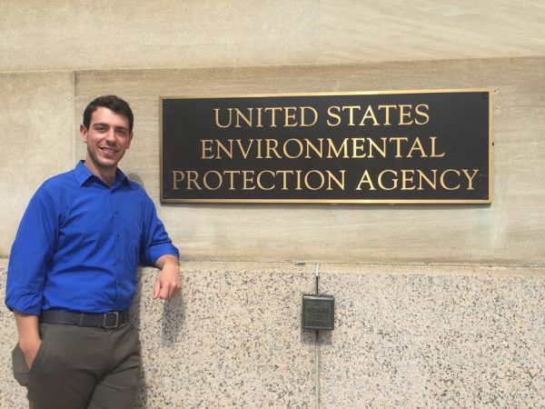 Jake Adler outside of the Environmental Protection Agency headquarters in D.C.