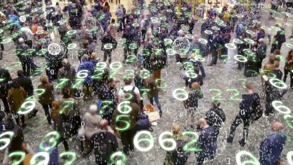 Mobile devices emitting data in a crowd of people