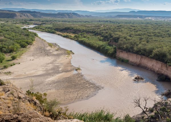 Rio Grande River marking the border between Texas (left) and Mexico (right)