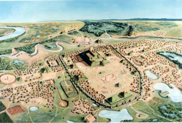 Rendering of Cahokia Mounds by artist William Iseminger