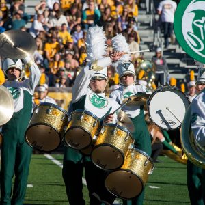 CSU Marching Band drums and tuba pictured