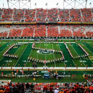 CSU Marching Band spells out "CSU" during half-time
