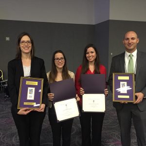 Dr. LaGasse and Dr. Knight pictured with students and 2015 AMTA Awards