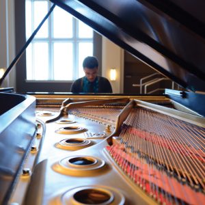 Student pictured playing piano