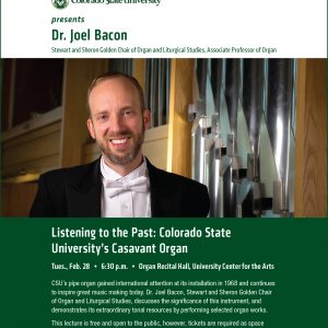 Poster for President's Community Lecture Series featuring Joel Bacon
