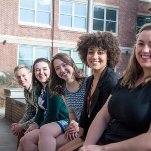 CSU voice students who won awards are pictured in front of the University Center for the Arts