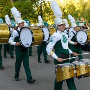 CSU Marching Band drumline pictured