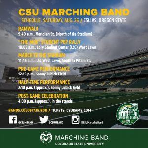 CSU Marching Band schedule graphic