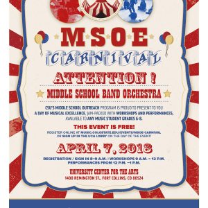Middle School Outreach Ensemble Spring 2018 Carnival promotional poster