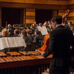 CSU Wind Symphony percussion section pictured