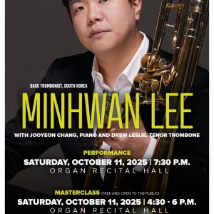 Promotional poster for Tombonist Minhwan Lee's October 11th Masterclass and Performance