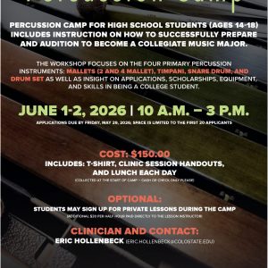 2026 Percussion Camp promotional poster