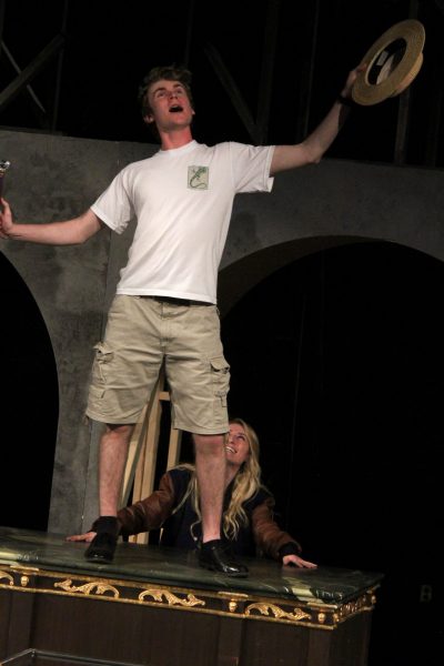 CSU Student Bruce standing on a table