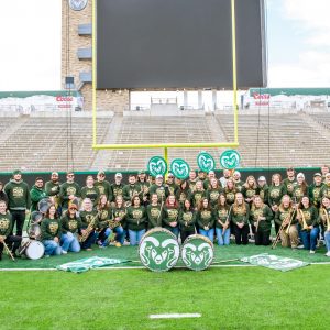 2024 CSU Alumni Band pictured as a group in Canvas Stadium