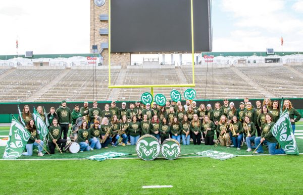 2024 CSU Alumni Band pictured as a group in Canvas Stadium