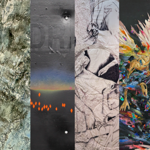 An image of six artists work for the 2026 MFA exhibition" paper, sculpture, painting and metal work