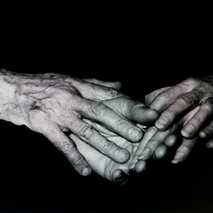 black and white photograph of Christo and Jeanne Claude’s hands