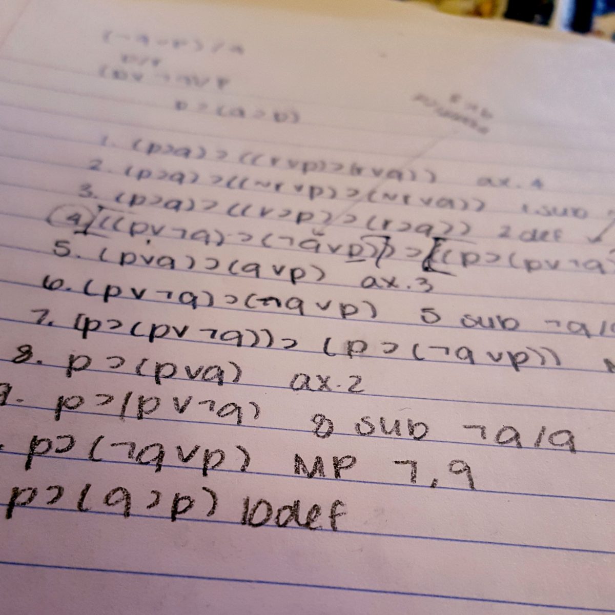 Close up of logic notes