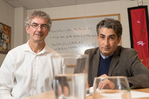 Mushinski, left, and Zahran, right, in a lab on campus