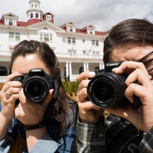 Students taking photos