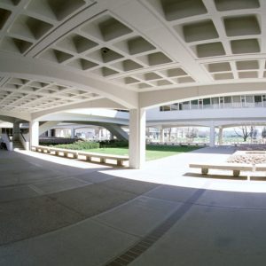 Under the b-wing of the Andrew G. Clark Building