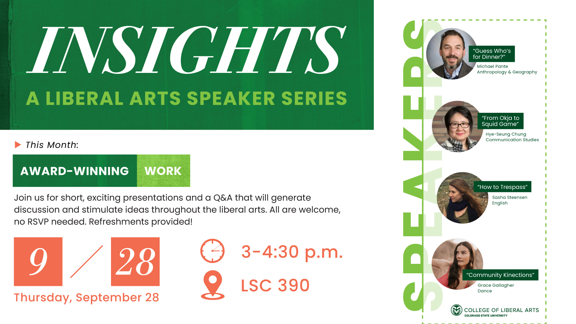 “Insights” CLA Speaker Series: Award-winning work