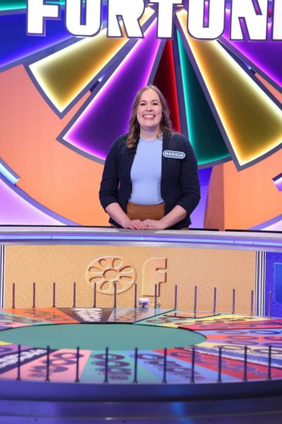 Marissa Rogers participating in Wheel of Fortune.