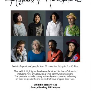 Hyphens & Hemispheres promotional poster for an exhibition