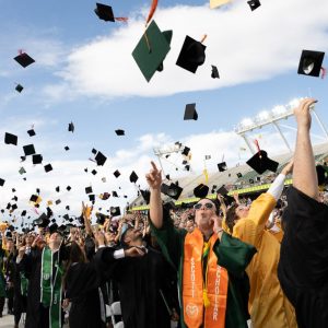 Caps in air at graduation
