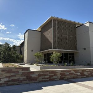 The main entrance to the Ann Gill Hall