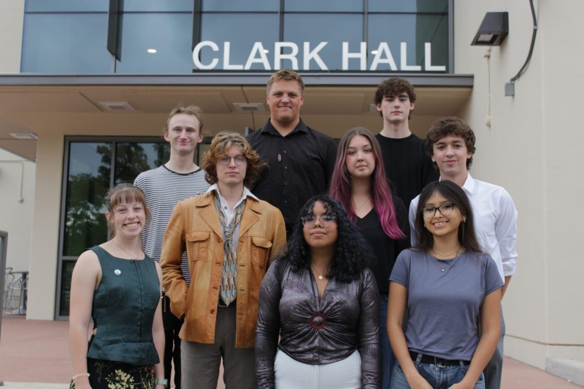 Joshua Oklejewski (Senator), Yishai Trowbridge (Senator), Breanna Tsosie (Senator), Cameron Gradiz Adorno (Senator), Quinlan Kelleher (Senator; Associate Justice), Blake Simpson (Senator, Pride Resource Center), Carlos Ornelas (Senator; not pictured), Guilia De Min (Senator; not pictured), Chloe Duran (Associate Senator), Karina De Leon-Gonzalez (Associate Senator), Thomas White (Associate Senator).