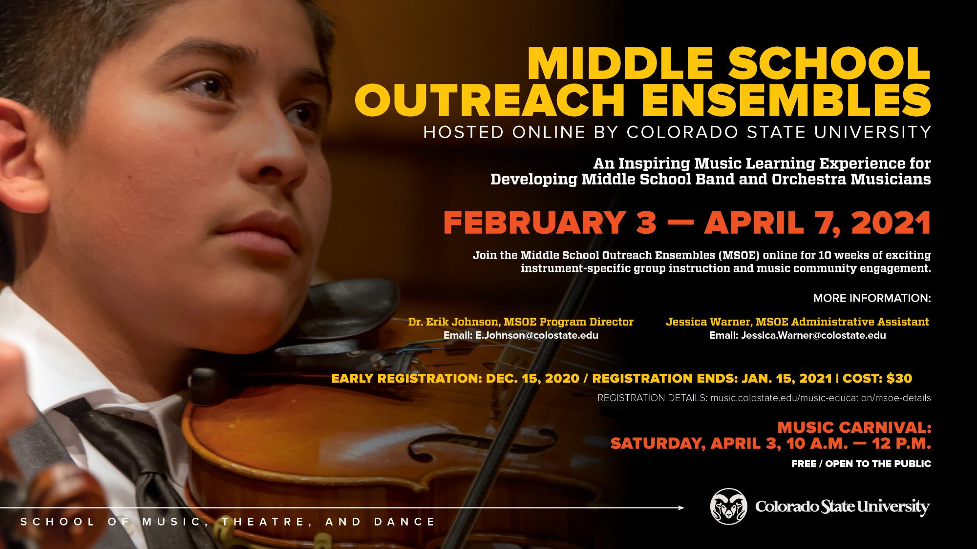 2021 Middle School Outreach Ensembles (MSOE) Registration Deadline