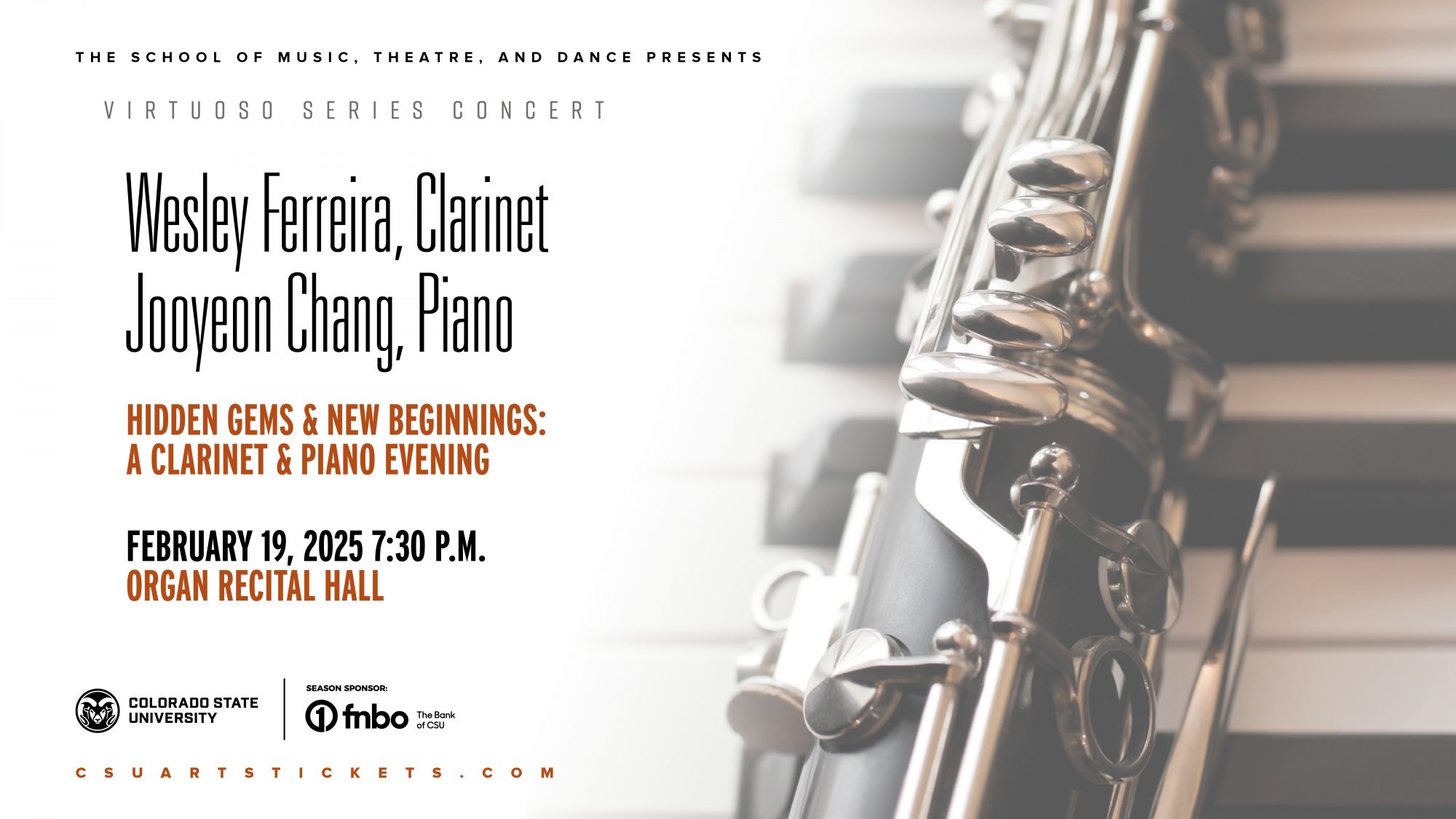 <em>Virtuoso Series Concert</em>: Wesley Ferreira, Clarinet, and Jooyeon Chang, Piano