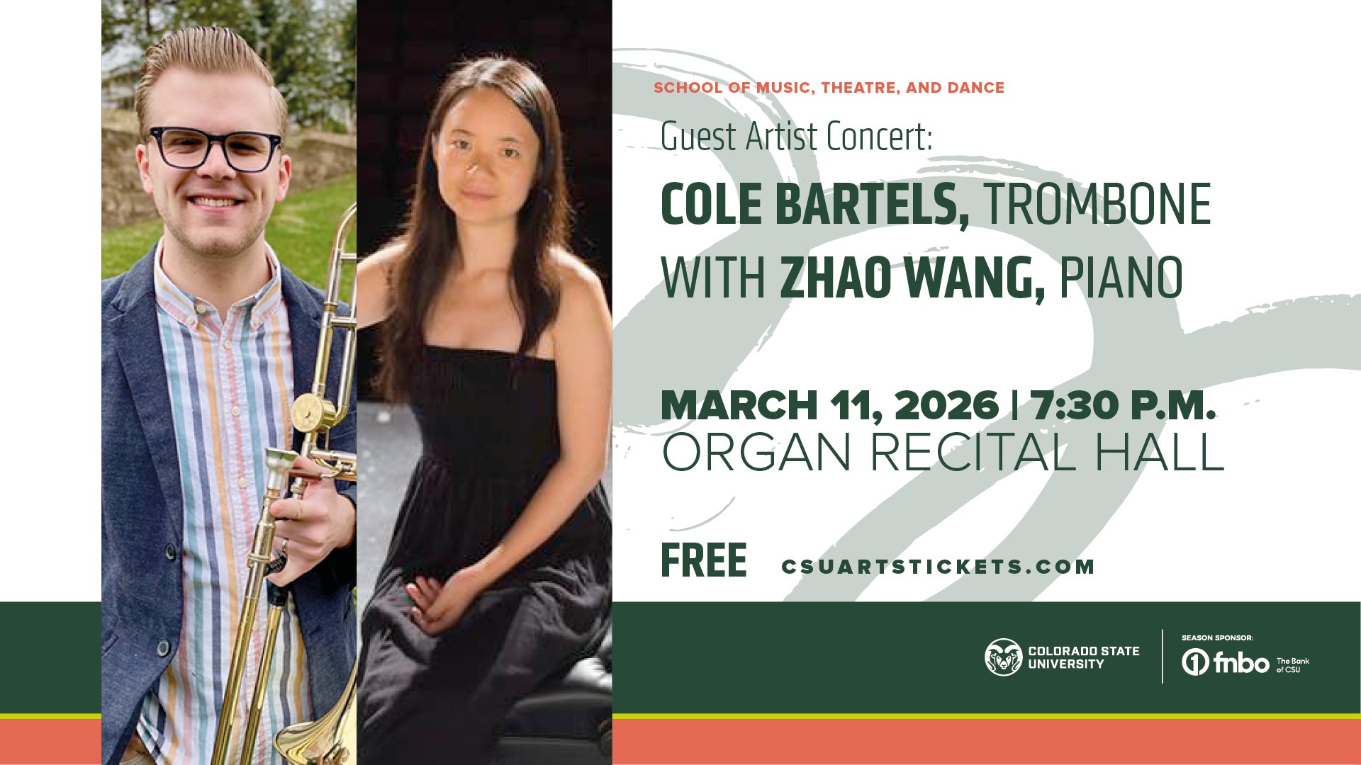 <em>Guest Artist Concert</em>: Cole Bartels, Trombone and Zhao Wang, Piano / FREE